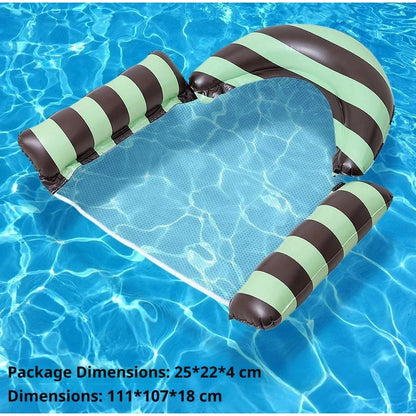 New Three Pipe Network Cloth Striped Inflatable Hammock For Summer Water Play And Entertainment, Thickened Mesh Water Float