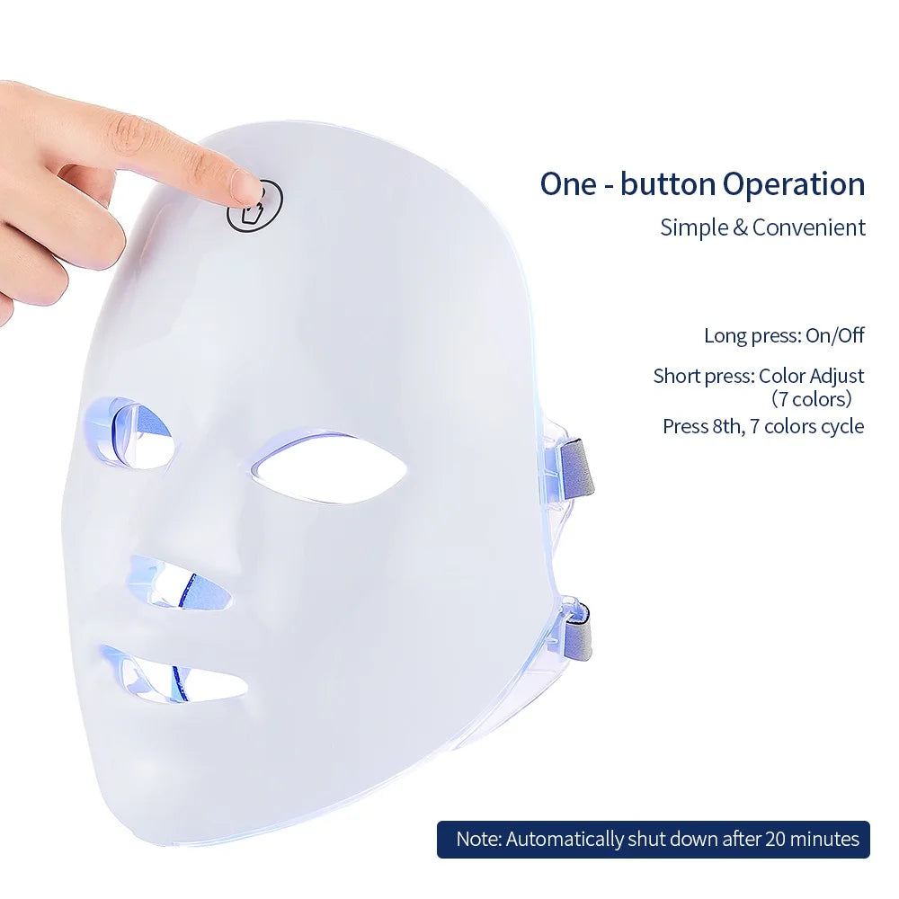 7 Colors Led Facial Mask With Neck Red Light