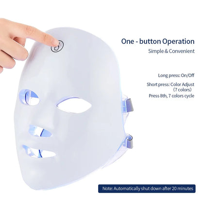 7 Colors Led Facial Mask With Neck Red Light
