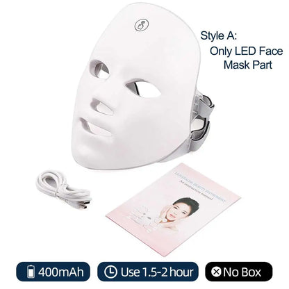 7 Colors Led Facial Mask With Neck Red Light