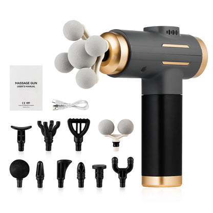 11-IN-1 Electric Massage Gun 99 Level Powerful Fascia Gun High-Frequency Vibration Body Massage Gun Arms Leg Muscle