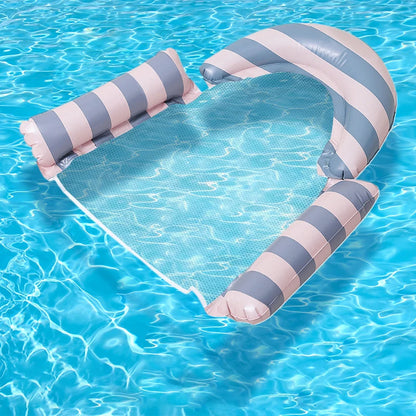 New Three Pipe Network Cloth Striped Inflatable Hammock For Summer Water Play And Entertainment, Thickened Mesh Water Float
