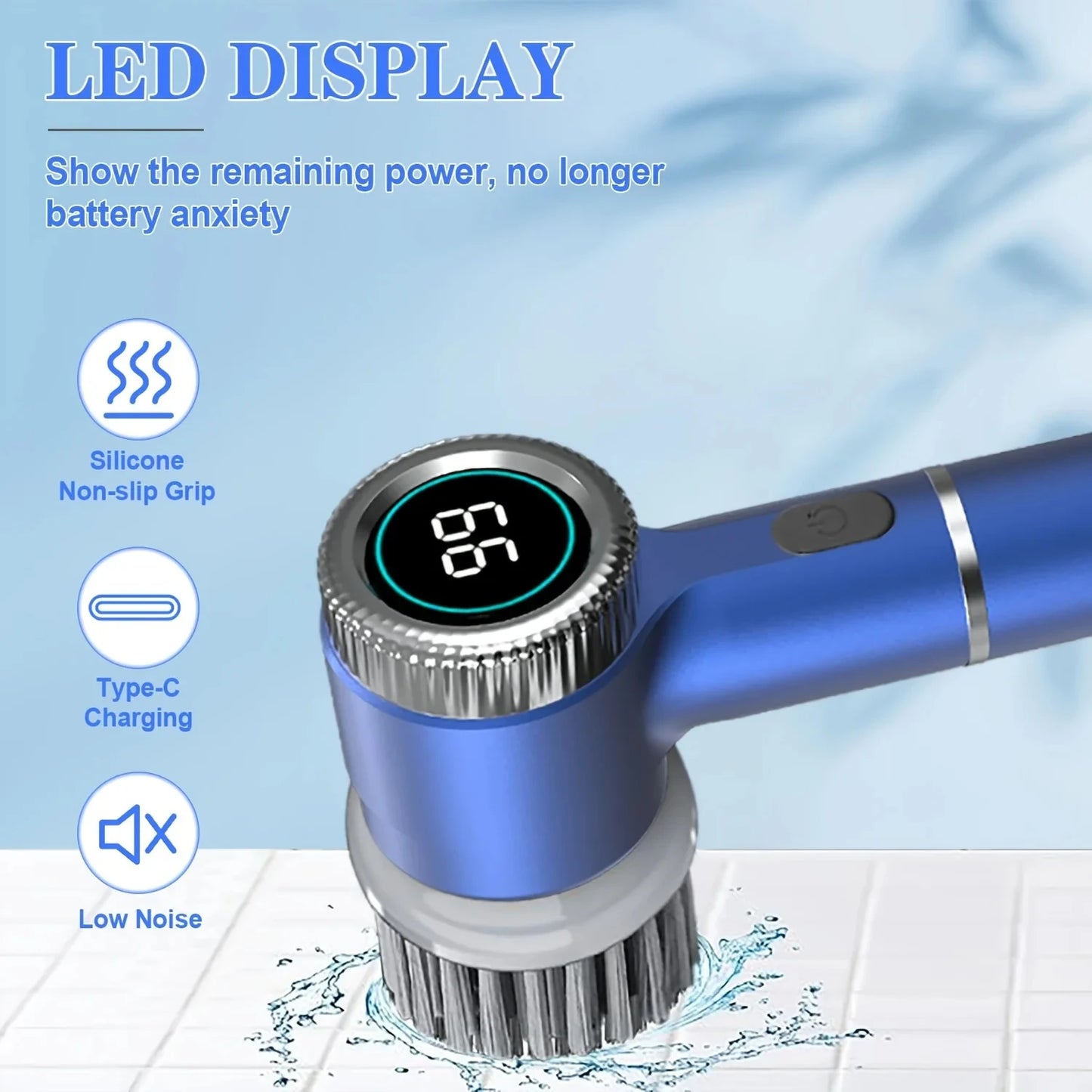 Electric Spin Scrubber With 5 Replaceable Brush Head