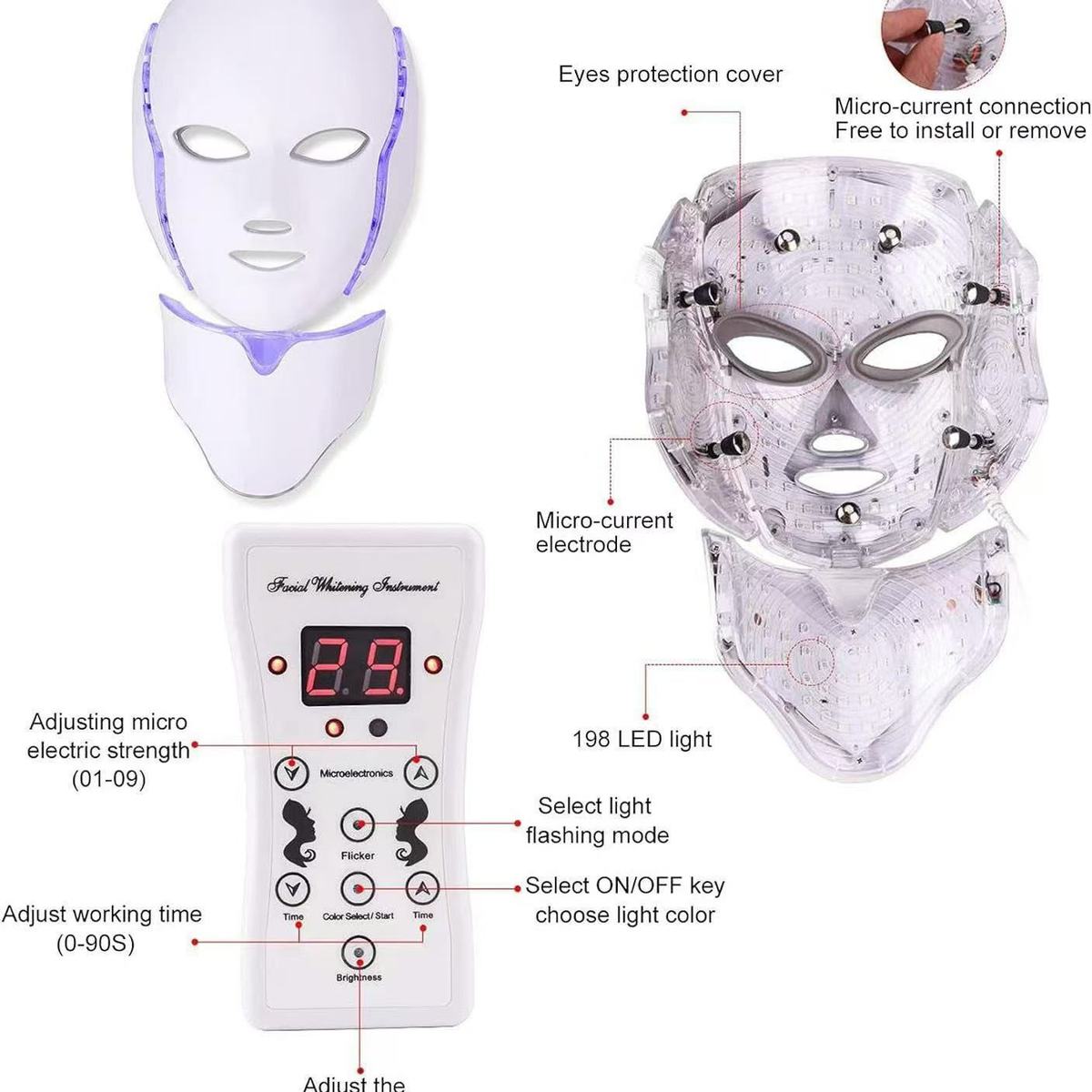 LED Photon Rejuvenation Face Mask with Neck Piece